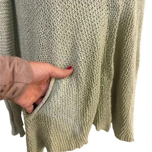Free People drapey oversized cardigan seafoam green open knit XS - Picture 3 of 12